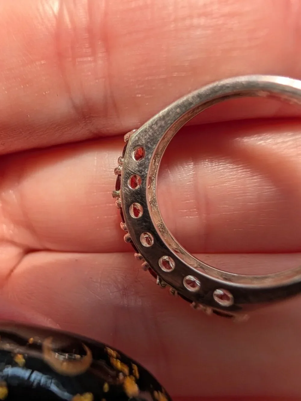 Vintage Garnet & Sterling Silver Eternity Ring, Size 6